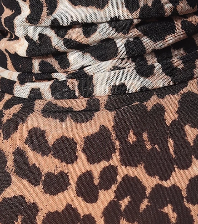 Shop Ganni Leopard-print Mesh Top In Beige