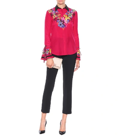 Shop Etro Floral Printed Silk Blouse In Pink