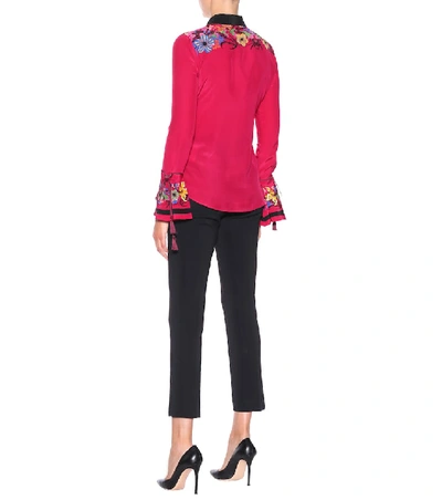 Shop Etro Floral Printed Silk Blouse In Pink