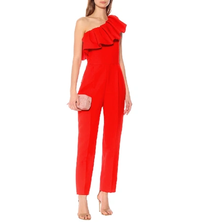 Shop Msgm One-shoulder Jumpsuit In Red