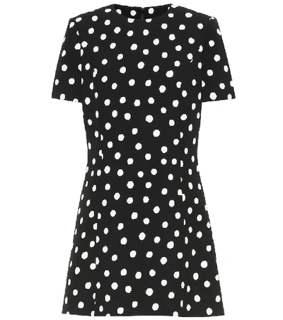 Shop Saint Laurent Polka-dot Crêpe Minidress In Black