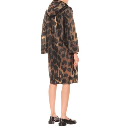 Shop Ganni Leopard-print Rain Jacket In Beige