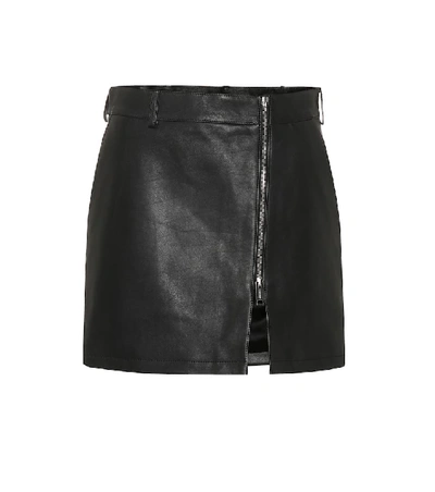 Shop Burberry Leather Miniskirt In Black