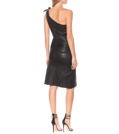 Shop Stouls Pepita One-shoulder Leather Dress In Black