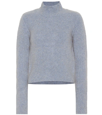 Shop Diane Von Furstenberg Cotton And Wool-blend Sweater In Blue