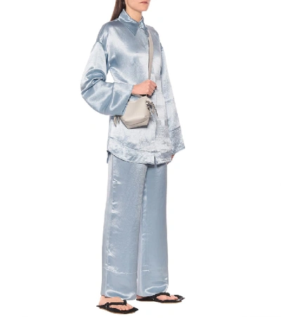 Shop Acne Studios Oversized Satin Pajama Shirt In Blue