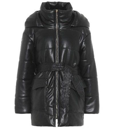 Shop Nanushka Lennox Faux Leather Puffer Coat In Black