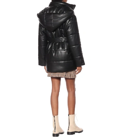 Shop Nanushka Lennox Faux Leather Puffer Coat In Black