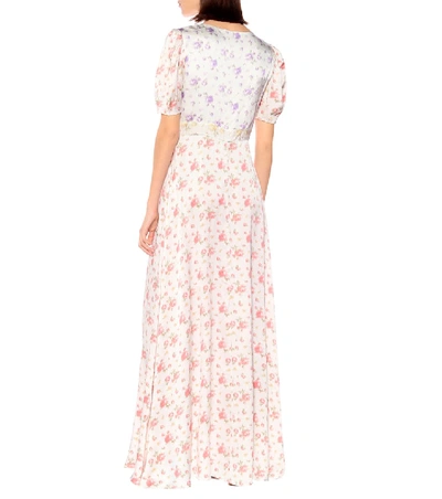 Shop Loveshackfancy Stacy Floral Silk Dress In Multicoloured