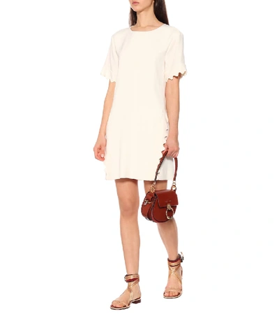 Shop Chloé Scalloped Crêpe Minidress In White