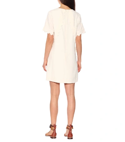 Shop Chloé Scalloped Crêpe Minidress In White