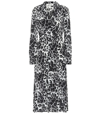 Shop Diane Von Furstenberg Donika Printed Silk Midi Dress In Grey