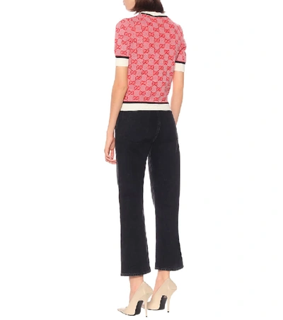 Shop Gucci Gg Knitted Wool And Cotton Top In Red