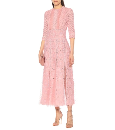 Shop Costarellos Lace Midi Dress In Pink