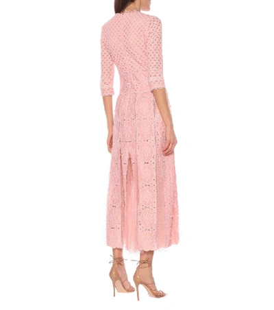 Shop Costarellos Lace Midi Dress In Pink