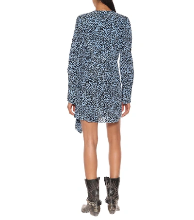 Shop Les Rêveries Leopard-print Silk Mini Wrap Dress In Multicoloured