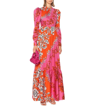Shop Erdem Claudina Floral Cotton Gown In Pink