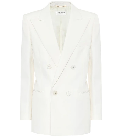 Shop Saint Laurent Wool-twill Blazer In White