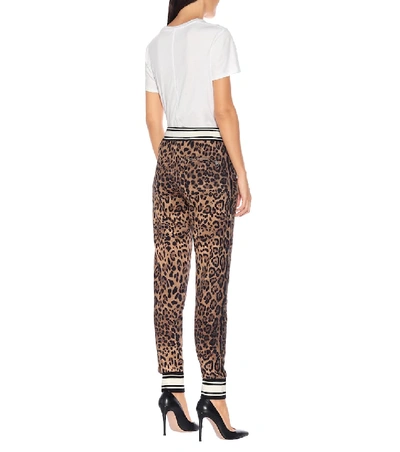 Shop Dolce & Gabbana Leopard-print Cotton Trackpants In Brown