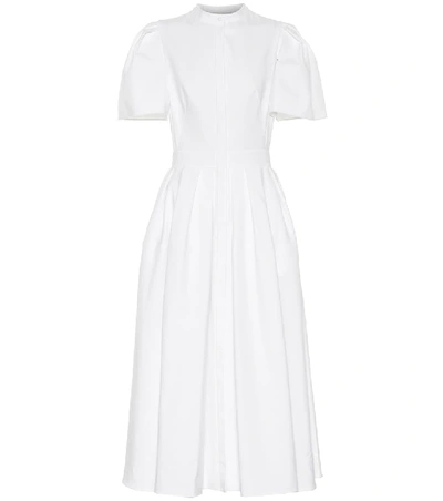 Shop Alexander Mcqueen Cotton Midi Dress In White