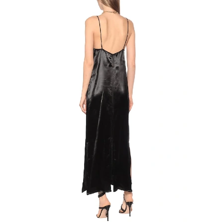 Shop Khaite Leandra Satin Maxi Slip Dress In Black