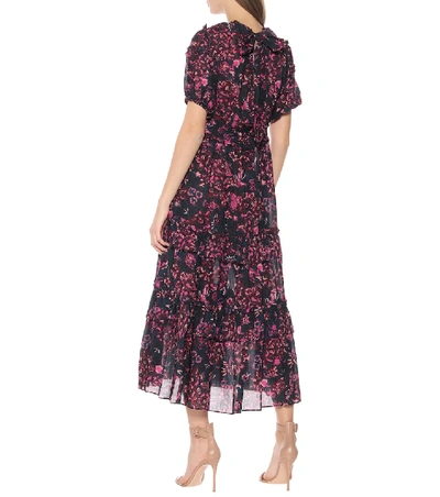 Shop Ulla Johnson Amora Floral Cotton-blend Dress In Blue