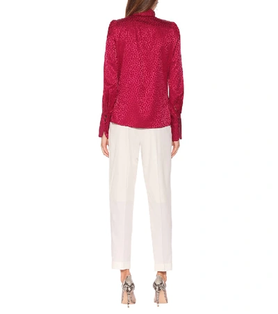 Shop Isabel Marant Lamia Stretch-silk Jacquard Blouse In Pink