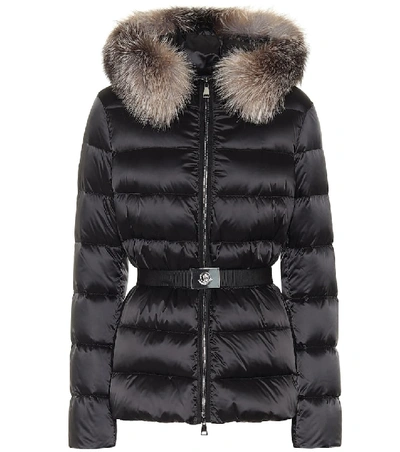 Shop Moncler Tatie Fur-trimmed Down Jacket In Black