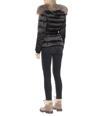 Shop Moncler Tatie Fur-trimmed Down Jacket In Black