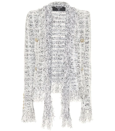 Shop Balmain Tweed Jacket In White