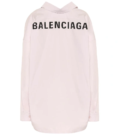 Shop Balenciaga Logo Cotton-poplin Shirt In Pink