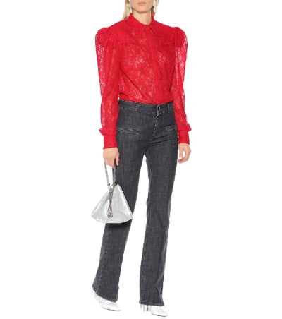 Shop Magda Butrym Busan Lace Blouse In Red