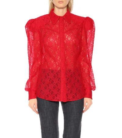 Shop Magda Butrym Busan Lace Blouse In Red