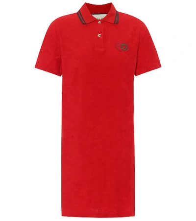 Shop Gucci Cotton Piqué Shirt Dress In Red