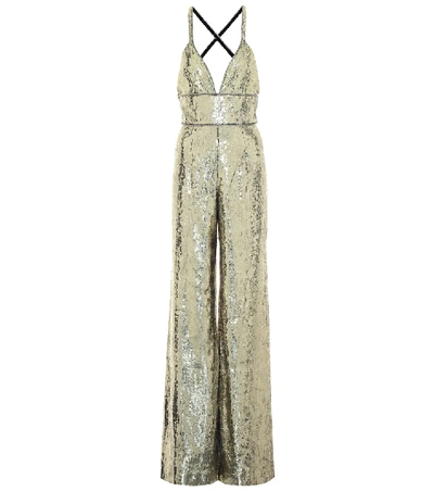Shop Dundas Sequined Jumpsuit In Gold