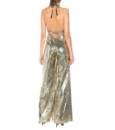 Shop Dundas Sequined Jumpsuit In Gold