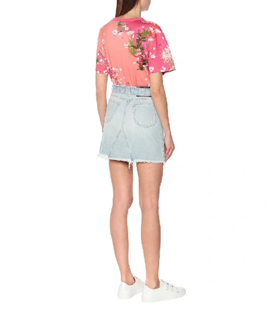 Shop Givenchy Belted Denim Miniskirt In Blue