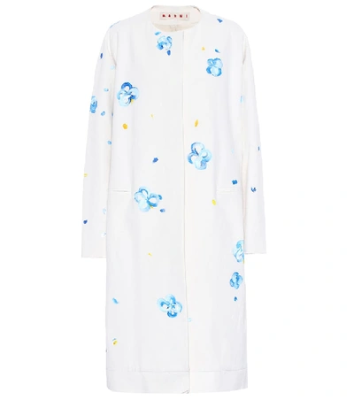 Shop Marni Painted Cotton-blend Coat In White