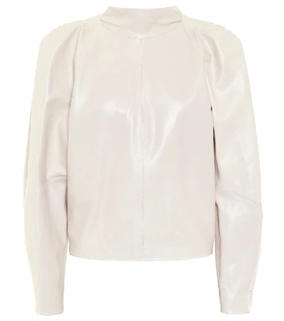 Shop Isabel Marant Caby Leather Blouse In Beige