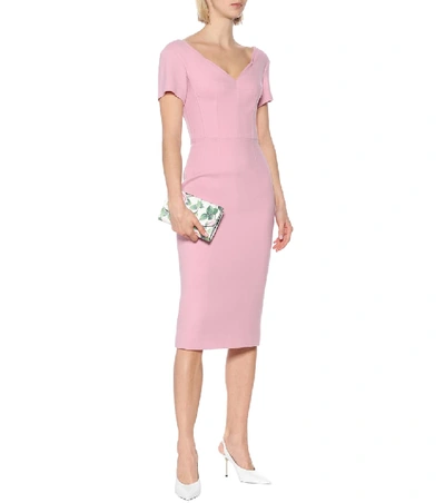 Shop Dolce & Gabbana Stretch-wool Caddy Dress In Pink