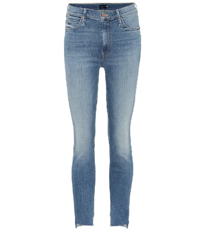 Shop Mother Stunner Two Step Fray Skinny Jeans In Blue
