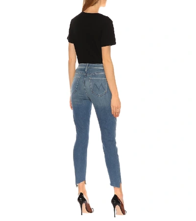 Shop Mother Stunner Two Step Fray Skinny Jeans In Blue