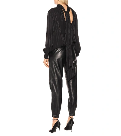 Shop Saint Laurent Striped Silk Blouse In Black