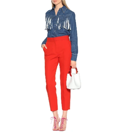Shop Msgm Skinny Pants In Red