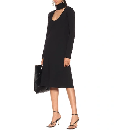 Bottega Veneta Wool-blend Turtleneck Midi Dress In Black