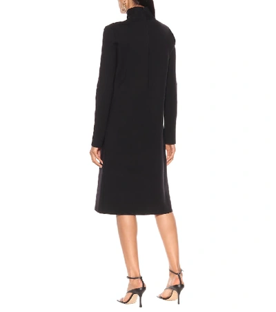 Shop Bottega Veneta Wool-blend Turtleneck Midi Dress In Black