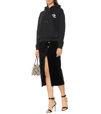 Shop Alexa Chung Cotton-blend Corduroy Midi Skirt In Black