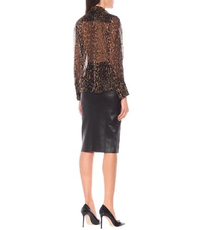 Shop Burberry Leopard-print Silk Blouse In Brown