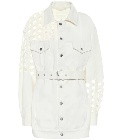 Shop Maison Margiela Laser-cut Denim Jacket In White