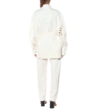 Shop Maison Margiela Laser-cut Denim Jacket In White